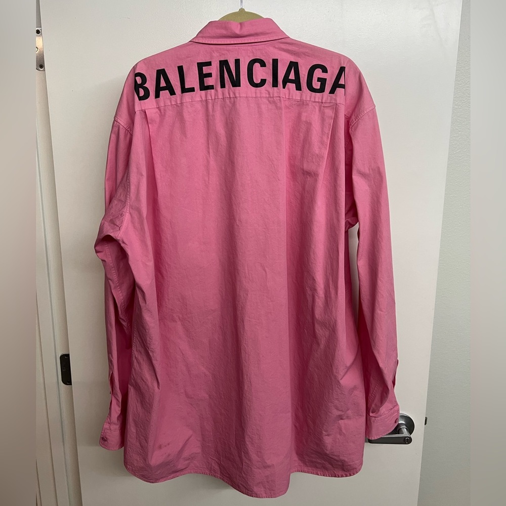 Balenciaga Pink Oversized Button Up Shirt